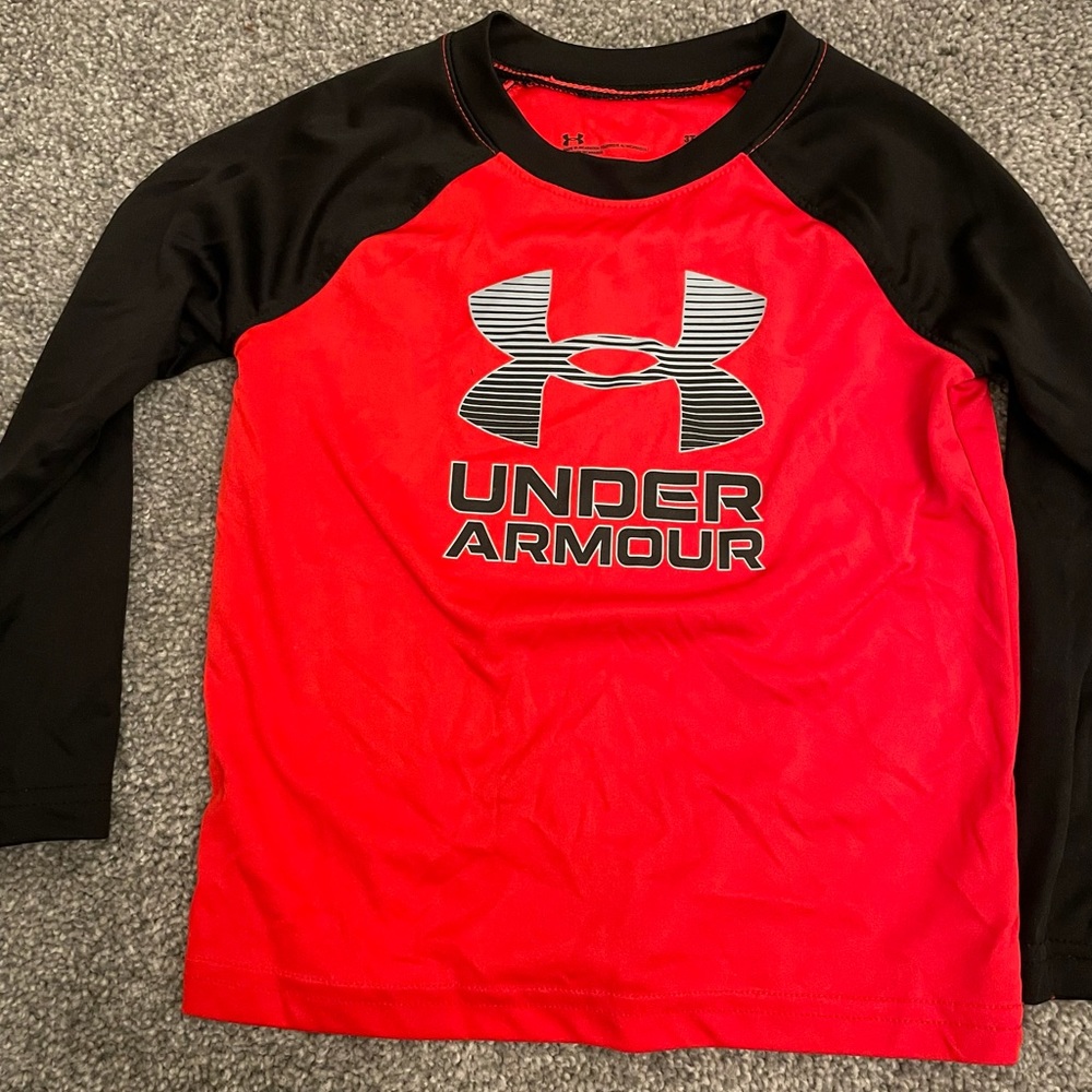 Under Armour red long sleeve- Gently used 3T